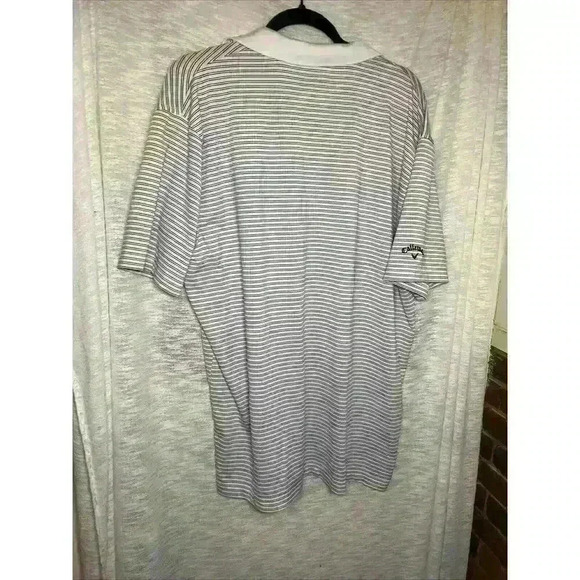 Callaway Polo Mens L White Striped OptiDri Performance Shirt Golf Logo - Picture 11 of 15